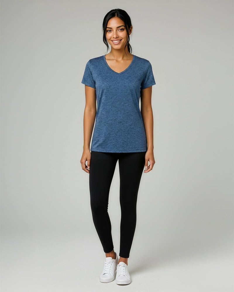 REALESSENTIALS Real Essentials 5 Pack: Women's Dry Fit Short Sleeve V Neck Workout Top - Fitness Pilates Gym Athletic Yoga T-Shirt (Plus Available), Set 8, S - Image 4